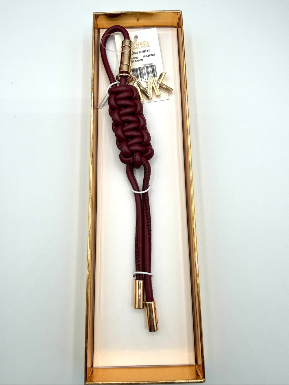 Michael Kors NWT Burgundy Braided Leather Bag Charm